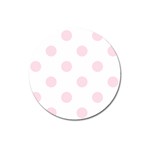 Polka Dots - Piggy Pink on White Magnet 3  (Round)