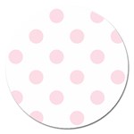 Polka Dots - Piggy Pink on White Magnet 5  (Round)