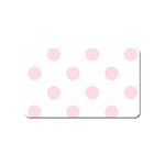Polka Dots - Piggy Pink on White Magnet (Name Card)