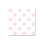 Polka Dots - Piggy Pink on White Magnet (Square)