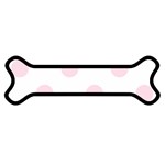 Polka Dots - Piggy Pink on White Magnet (Dog Bone)
