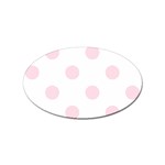 Polka Dots - Piggy Pink on White Sticker Oval (10 pack)