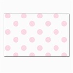Polka Dots - Piggy Pink on White Postcard 5  x 7 