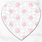 Polka Dots - Piggy Pink on White Jigsaw Puzzle (Heart)