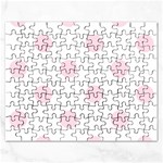 Polka Dots - Piggy Pink on White Jigsaw Puzzle (Rectangular)