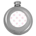 Polka Dots - Piggy Pink on White Hip Flask (5 oz)