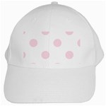 Polka Dots - Piggy Pink on White White Cap