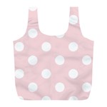 Polka Dots - White on Pale Pink Full Print Recycle Bag (L)