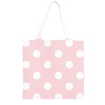 Polka Dots - White on Pale Pink Grocery Light Tote Bag