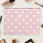 Polka Dots - White on Pale Pink Cosmetic Bag (XL)