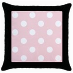 Polka Dots - White on Pale Pink Throw Pillow Case (Black)