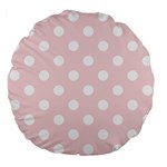Polka Dots - White on Pale Pink Large 18  Premium Flano Round Cushion