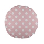 Polka Dots - White on Pale Pink Standard 15  Premium Flano Round Cushion