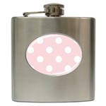 Polka Dots - White on Pale Pink Hip Flask (6 oz)
