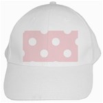 Polka Dots - White on Pale Pink White Cap