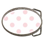 Polka Dots - Pale Pink on White Belt Buckle