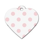 Polka Dots - Pale Pink on White Dog Tag Heart (Two Sides)