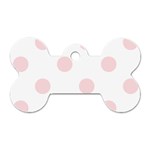 Polka Dots - Pale Pink on White Dog Tag Bone (One Side)