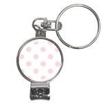 Polka Dots - Pale Pink on White Nail Clippers Key Chain