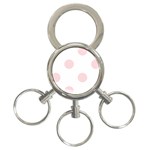 Polka Dots - Pale Pink on White 3-Ring Key Chain