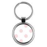 Polka Dots - Pale Pink on White Key Chain (Round)