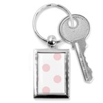 Polka Dots - Pale Pink on White Key Chain (Rectangle)