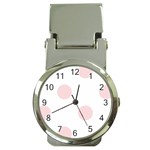 Polka Dots - Pale Pink on White Money Clip Watch