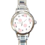 Polka Dots - Pale Pink on White Round Italian Charm Watch