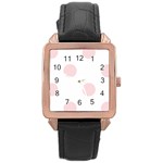 Polka Dots - Pale Pink on White Rose Gold Leather Watch