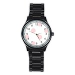 Polka Dots - Pale Pink on White Stainless Steel Round Watch