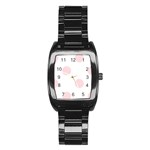 Polka Dots - Pale Pink on White Stainless Steel Barrel Watch