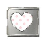 Polka Dots - Pale Pink on White Mega Link Heart Italian Charm (18mm)