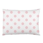 Polka Dots - Pale Pink on White Pillow Case (Two Sides)