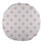 Polka Dots - Pale Pink on White Large 18  Premium Flano Round Cushion