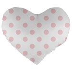 Polka Dots - Pale Pink on White Large 19  Premium Heart Shape Cushion