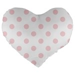 Polka Dots - Pale Pink on White Large 19  Premium Flano Heart Shape Cushion