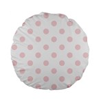 Polka Dots - Pale Pink on White Standard 15  Premium Flano Round Cushion