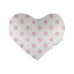 Polka Dots - Pale Pink on White Standard 16  Premium Heart Shape Cushion