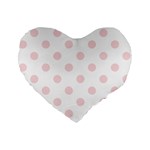 Polka Dots - Pale Pink on White Standard 16  Premium Flano Heart Shape Cushion