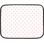 Polka Dots - Pale Pink on White Double Sided Fleece Blanket (Mini)