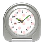 Polka Dots - Pale Pink on White Desk Alarm Clock