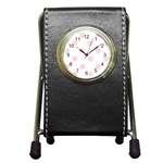 Polka Dots - Pale Pink on White Pen Holder Desk Clock