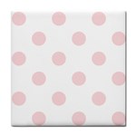 Polka Dots - Pale Pink on White Tile Coaster