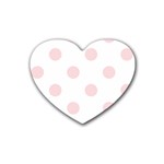 Polka Dots - Pale Pink on White Heart Coaster (4 pack)