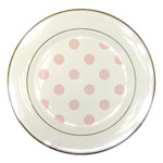 Polka Dots - Pale Pink on White Porcelain Plate