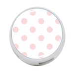 Polka Dots - Pale Pink on White 4-Port USB Hub (One Side)
