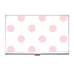 Polka Dots - Pale Pink on White Business Card Holder