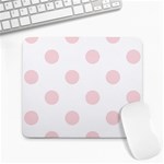 Polka Dots - Pale Pink on White Large Mousepad