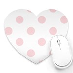 Polka Dots - Pale Pink on White Heart Mousepad