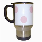 Polka Dots - Pale Pink on White Travel Mug (White)